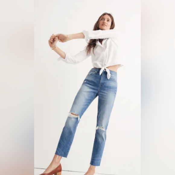 Madewell The High Rise Slim Crop Boy Jeans Size 33 Color Blue